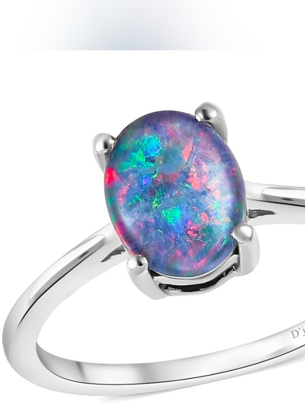 Genuine Australian Boulder Opal Ring Platinum Over Sterling Silver Sz 7!